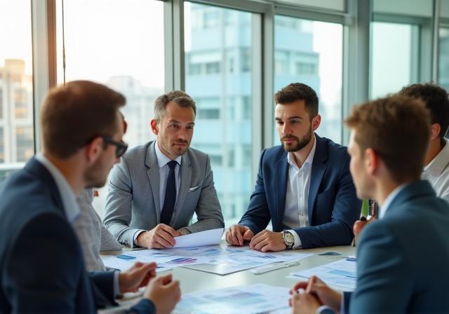 Team van economische experts bij Mythoragroup